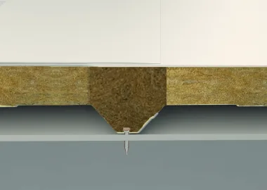Membrane-Faced Roof Panel - Rock Wool connection detail