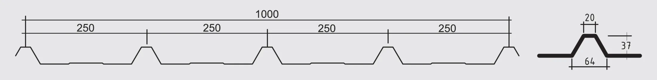 Trapez 37/1000 technical drawing